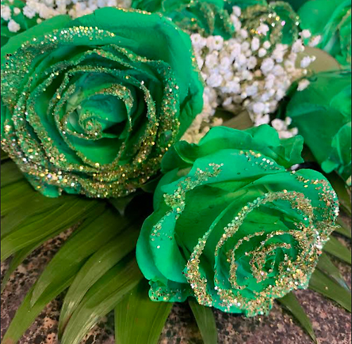 3 Glittered Roses